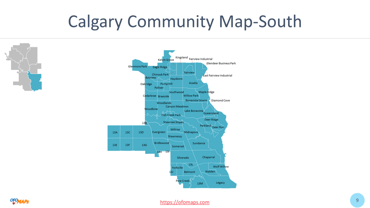 Calgary Community Map of 306 communities
